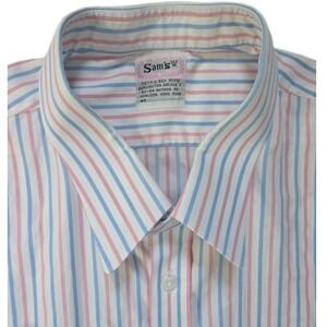VINTAGE Sam's Tailor Hong Kong Bespoke Dress Shirt Striped Big & Tall 3XL 4XL...